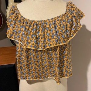 Top Shop  brand crop top size US 6 EUR 38. Great paisley pattern yellow & blue